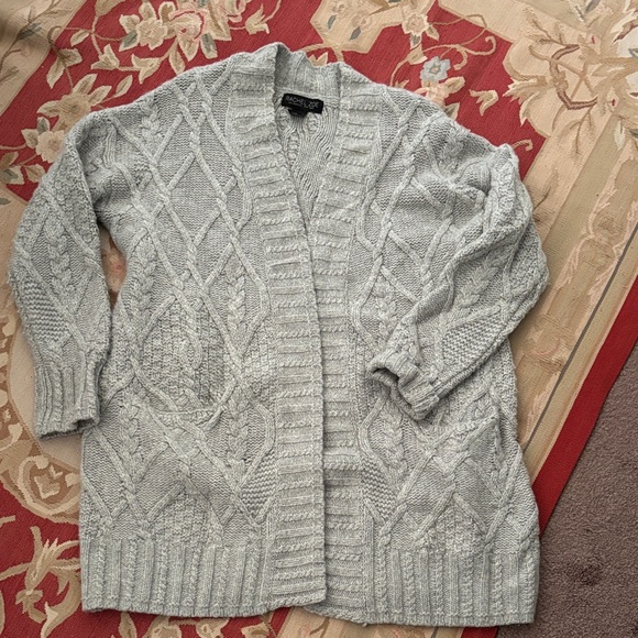 Rachel Zoe Light Gray Cable Knit Cardigan - Picture 1 of 5